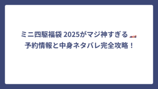 ミニ四駆福袋 2025がマジ神すぎる🏎️ 予約情報と中身ネタバレ完全攻略！